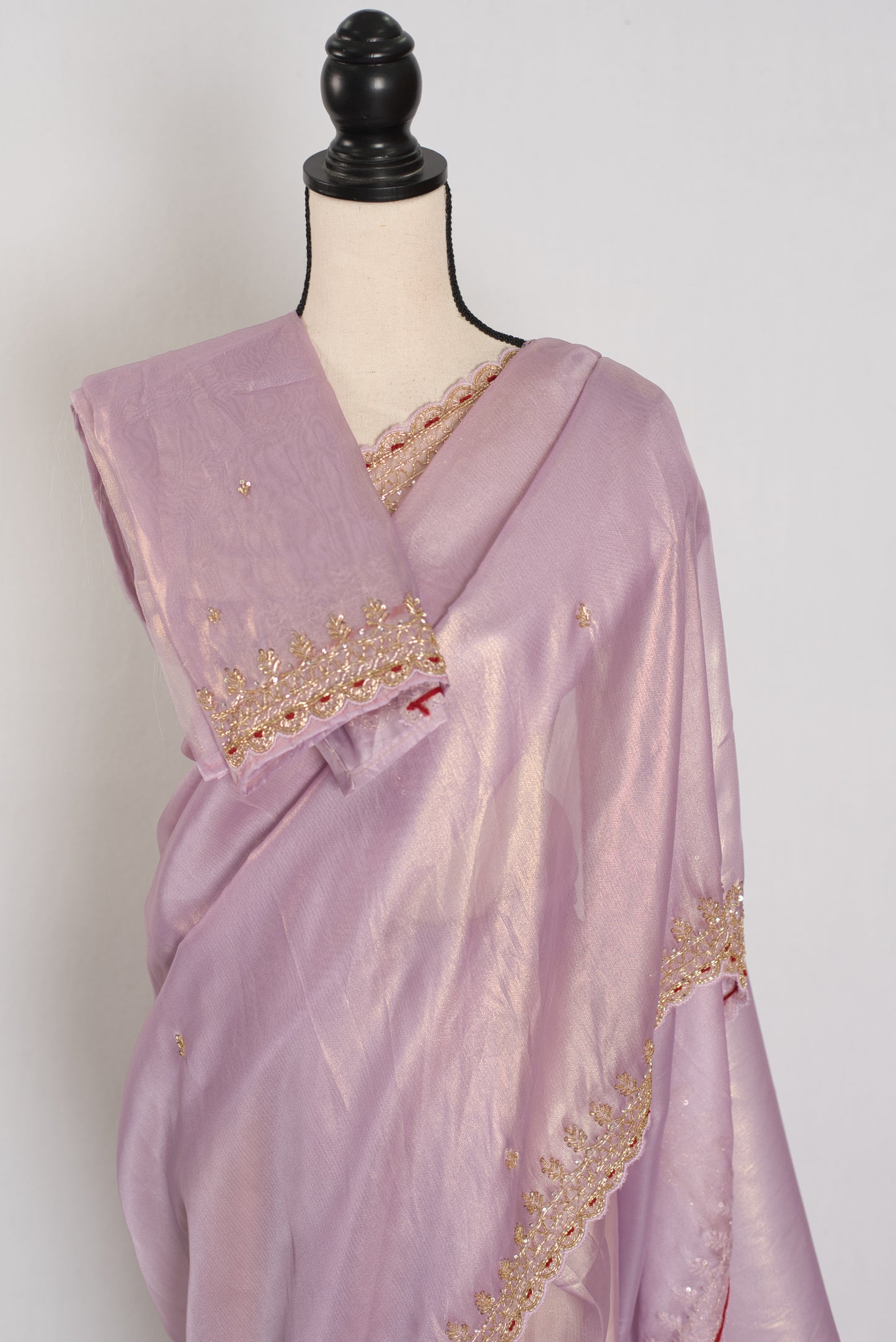 Mahi: Lavender Tissue Designer Saree | Bollywood Style Indian Partywear Saree image 2