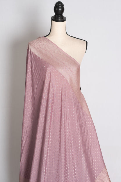 Indira: Pastel Mauve Lightweight Semi Georgette Banarasi Saree image 4