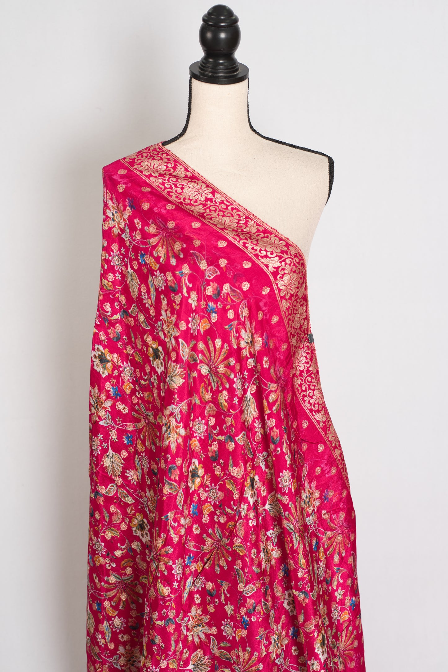 Arifa : Dark Pink Dola Silk Banarasi Dupatta image 0