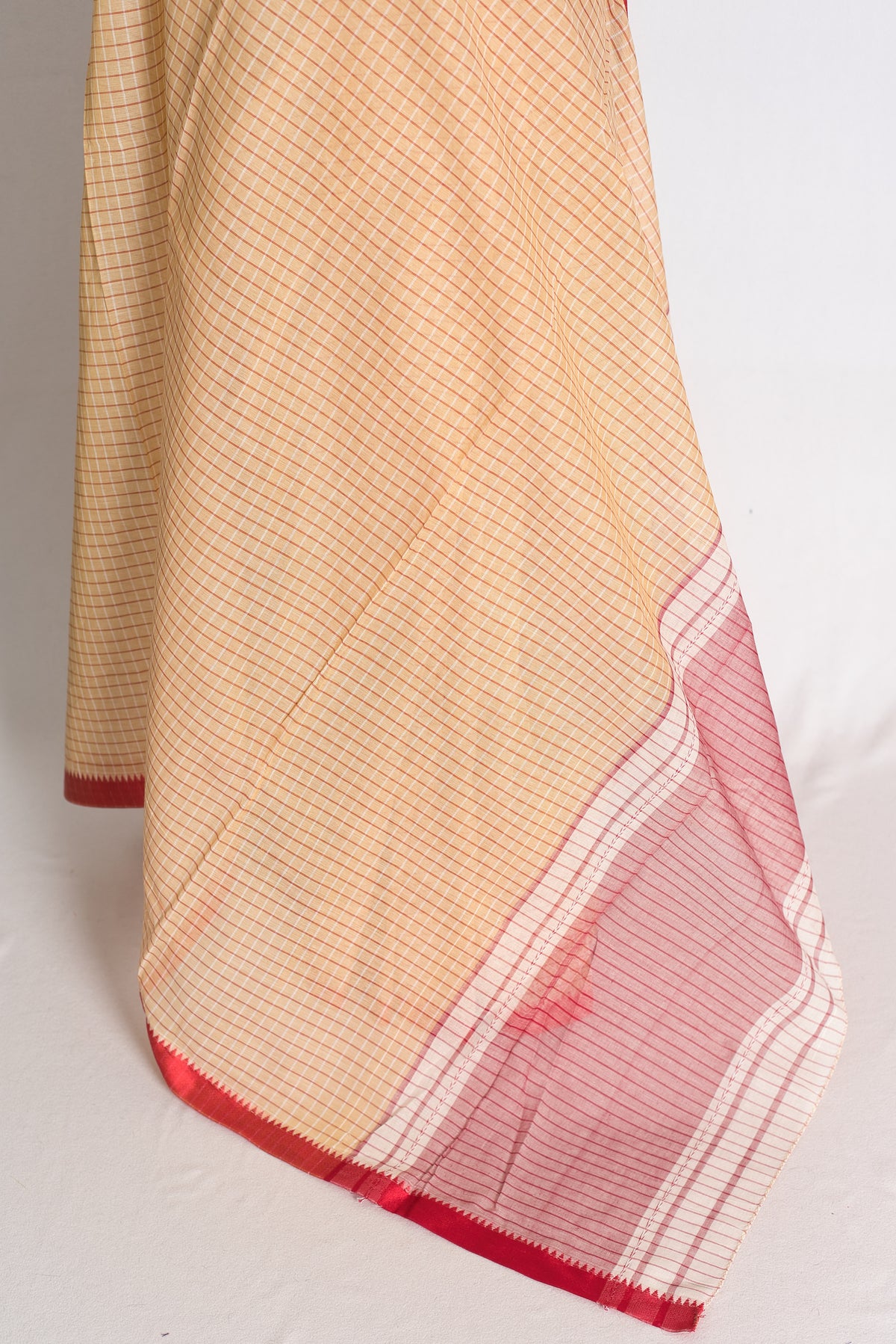 Manasi: Brown and Red Dhaniakhali Soft Cotton Saree with Satin Border image 3