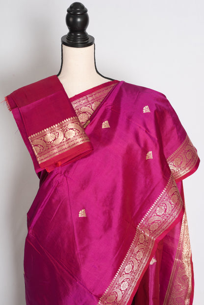 Piya: Purple and Gold Lightweight Katan Pure Silk Banarasi Saree image 2