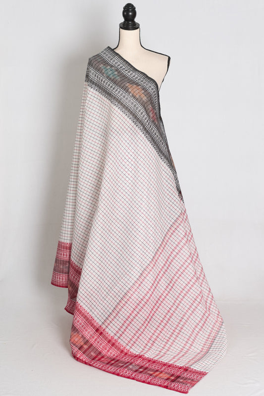 Mitra: Dhaniakhali Soft Cotton Bengali Saree with Ganga Jamuna Border image 1