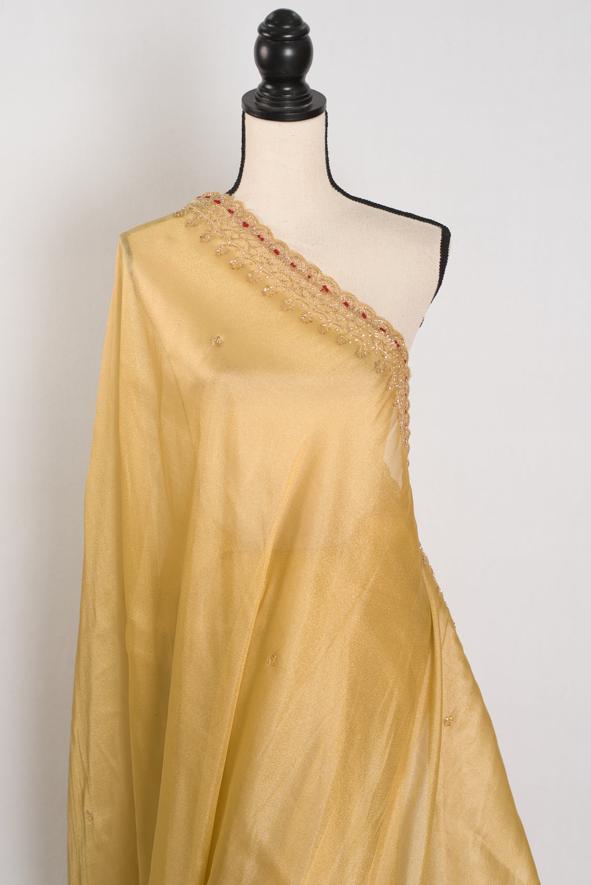 Nagma | Soft Tissue Gold Designer Saree with Hand Embroidery Border image 4