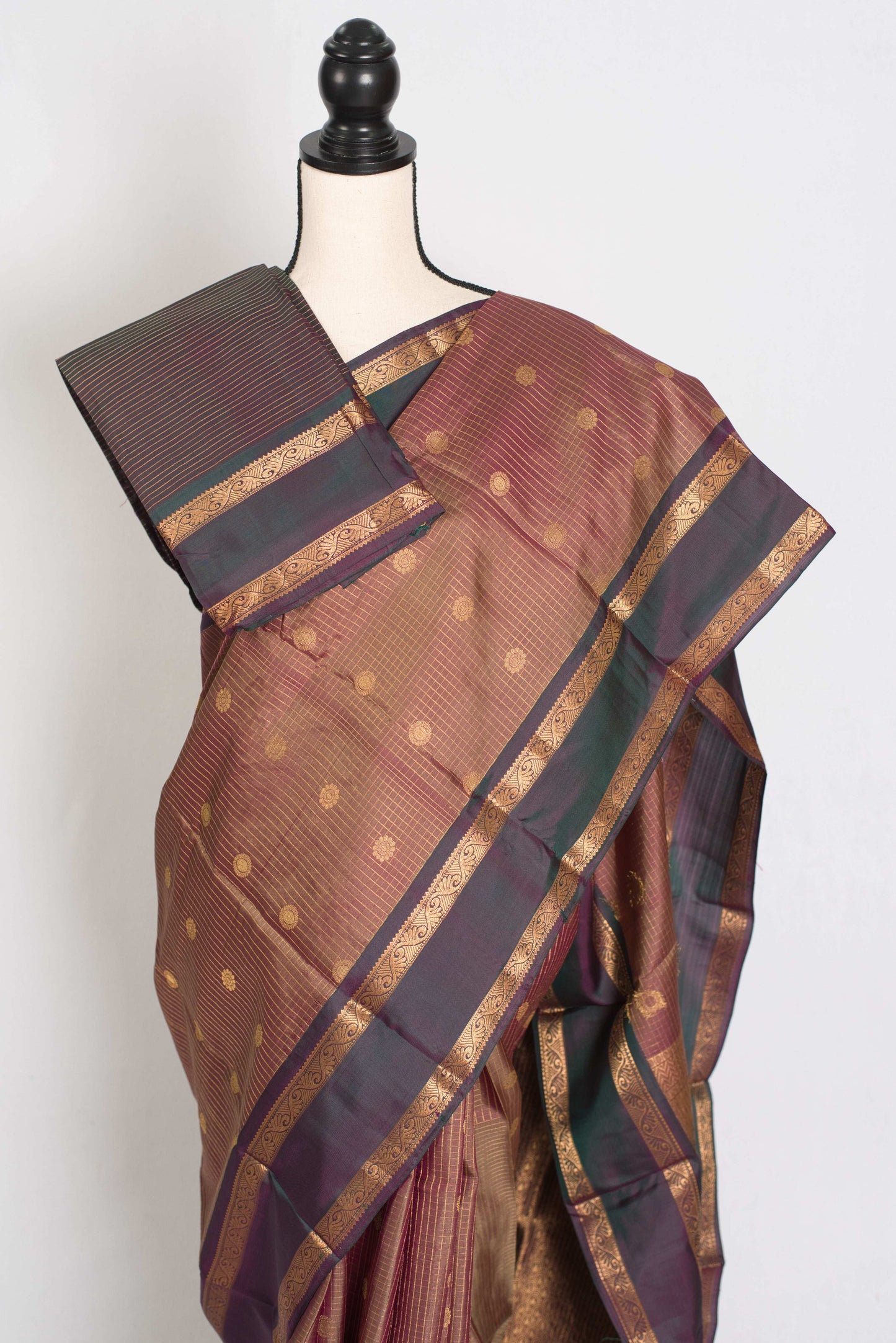 Thailaja : Kattam Pattu English Brown Kanjivaram Silk Saree image 2