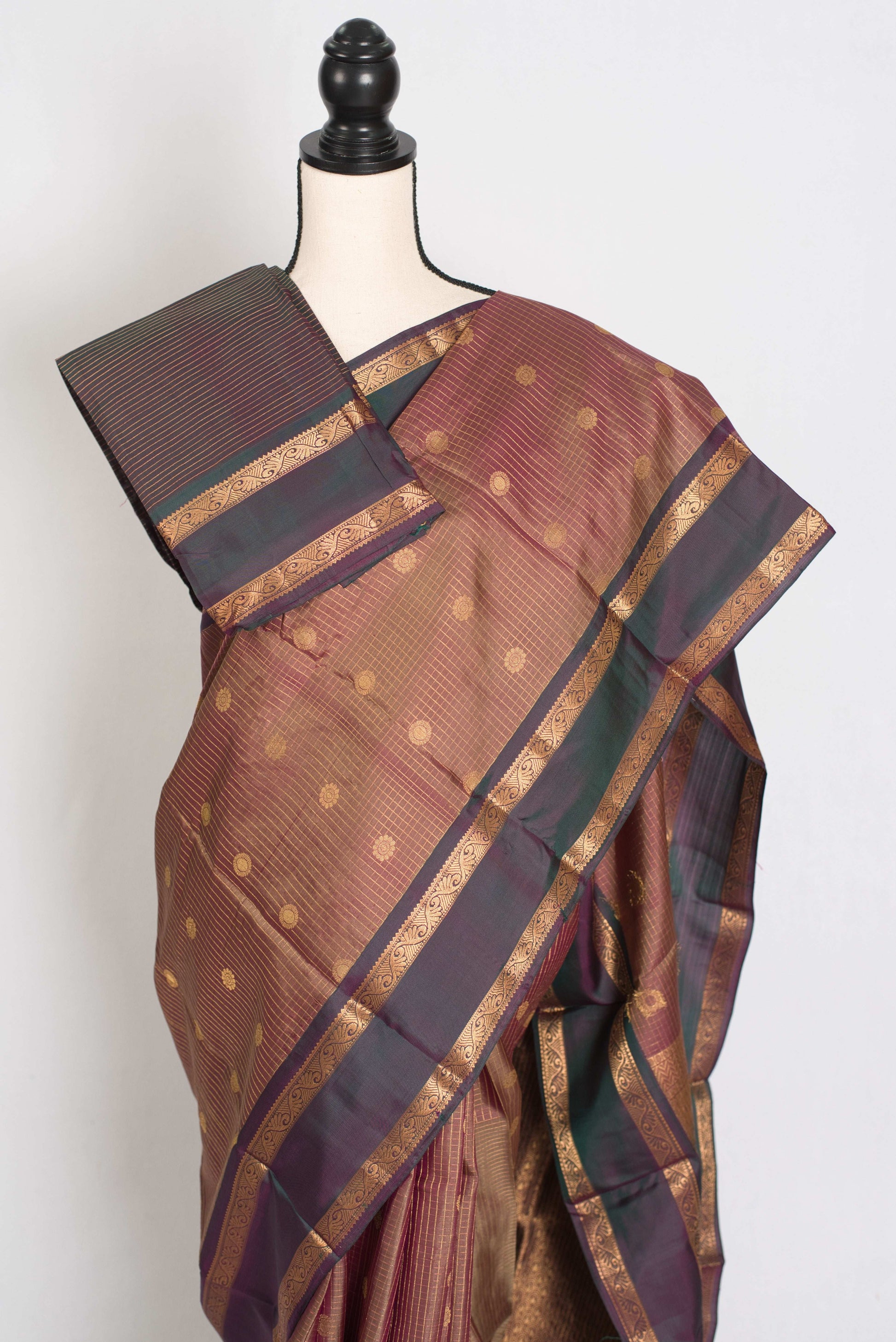Thailaja : Kattam Pattu English Brown Kanjivaram Silk Saree image 2