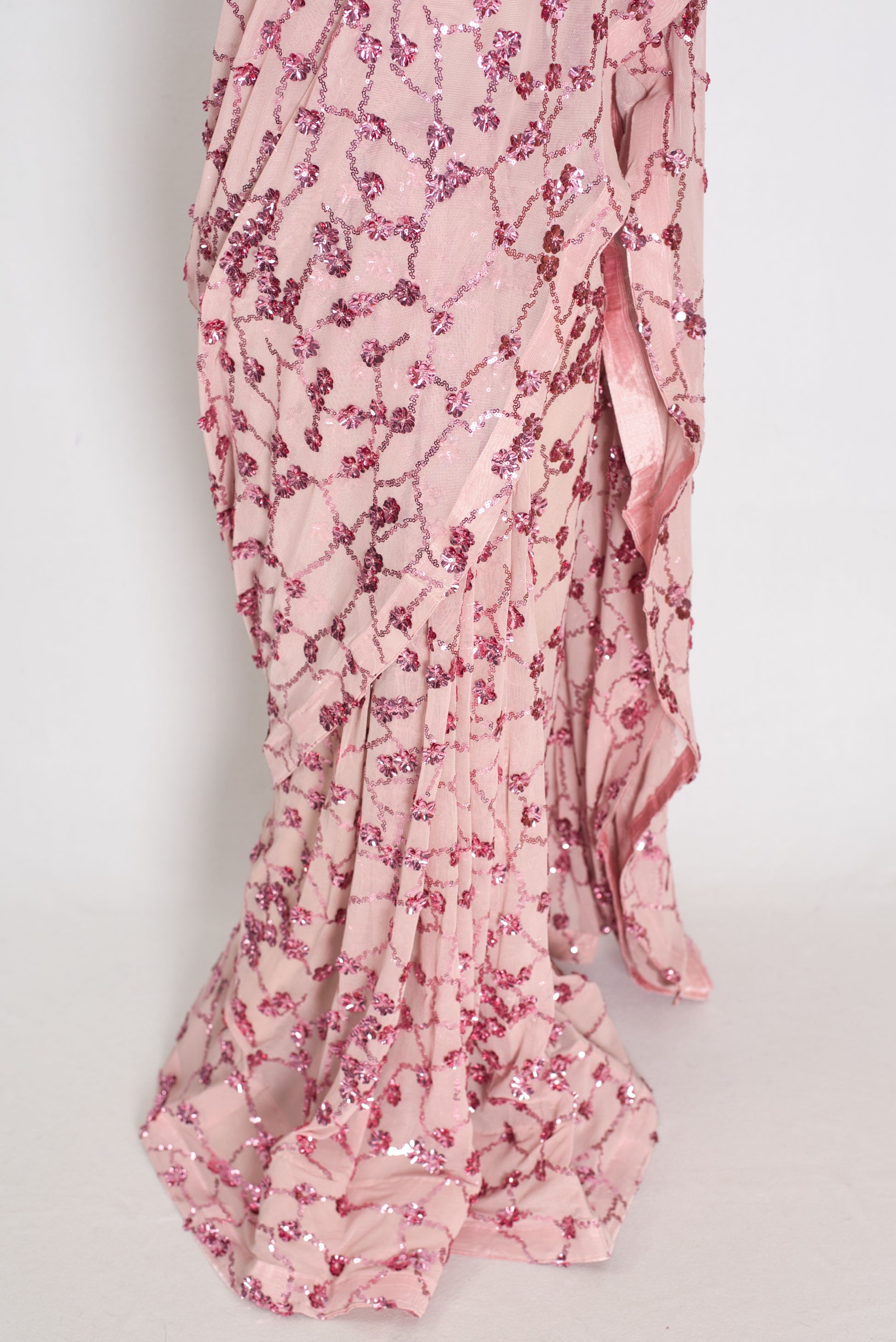 Jasmine | Pastel Pink Soft Net Saree | Trending Bollywood Partywear image 6