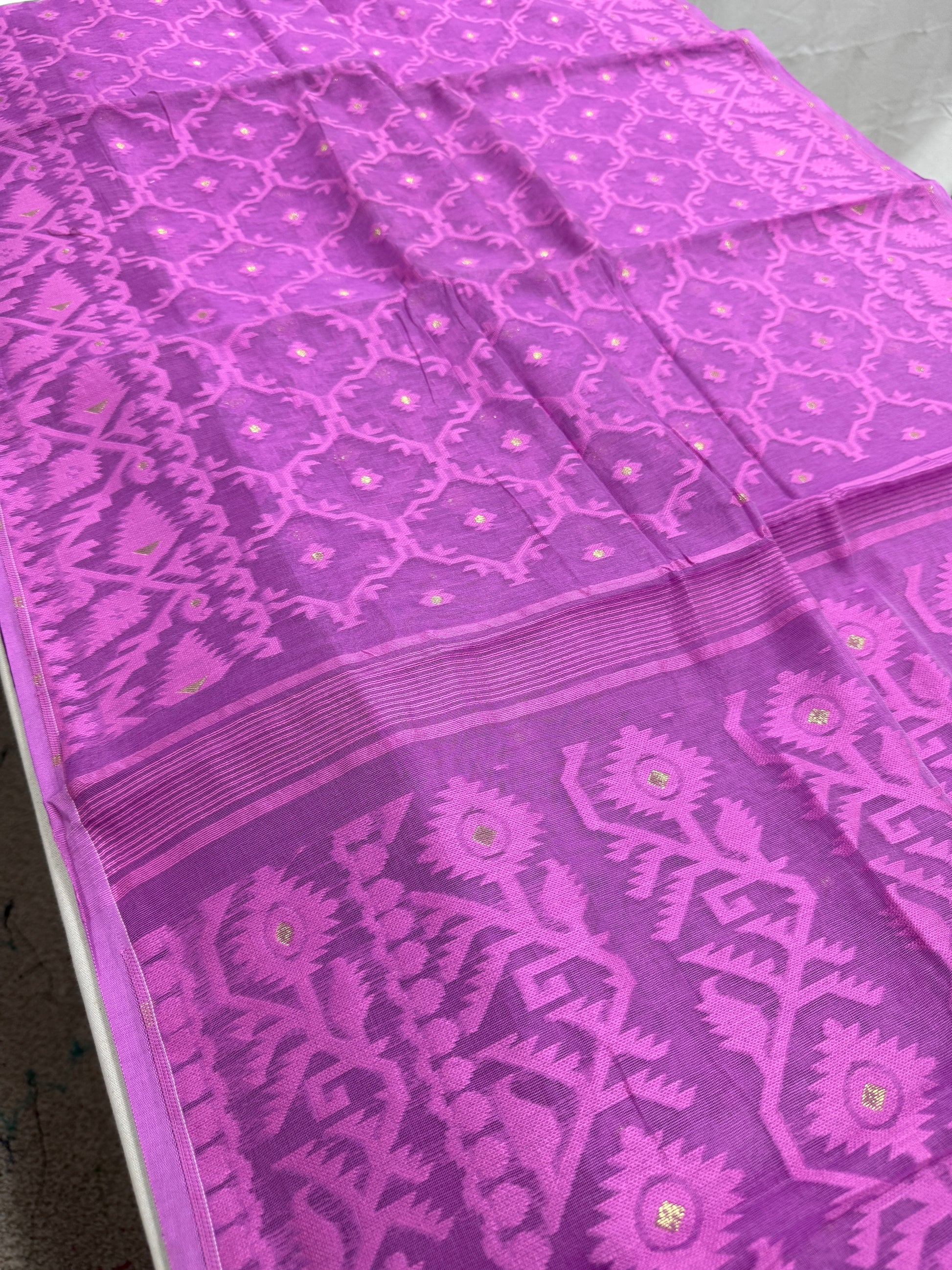 Ananya : Mauve Blended Soft Cotton Jamdani Saree image 2