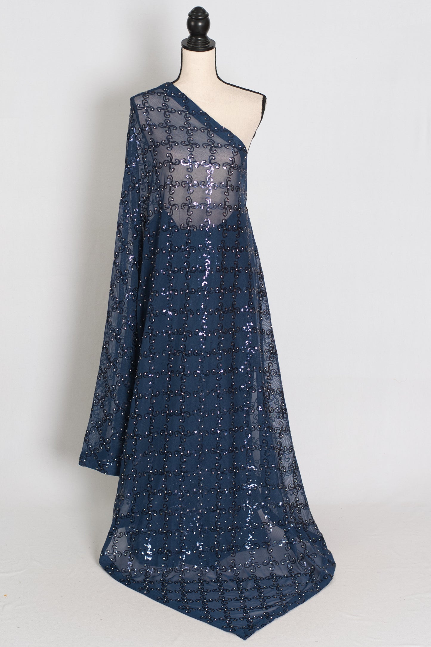 Maya | Midnight Blue Soft Net Sequin Saree | Bollywood Partywear image 1