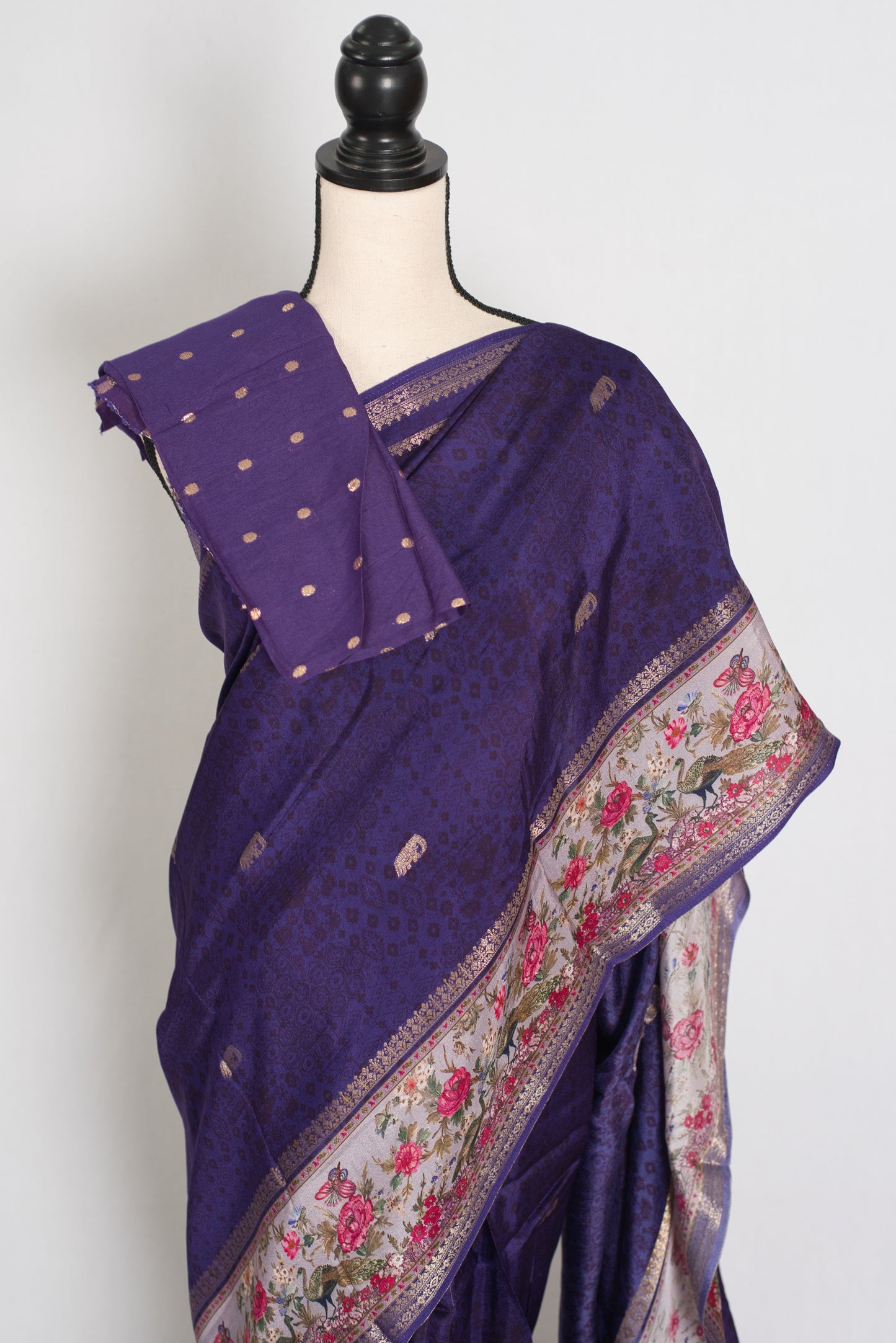 Fiza | Deep Purple Dola Silk Banarasi Saree | Lightweight Luxury image 3