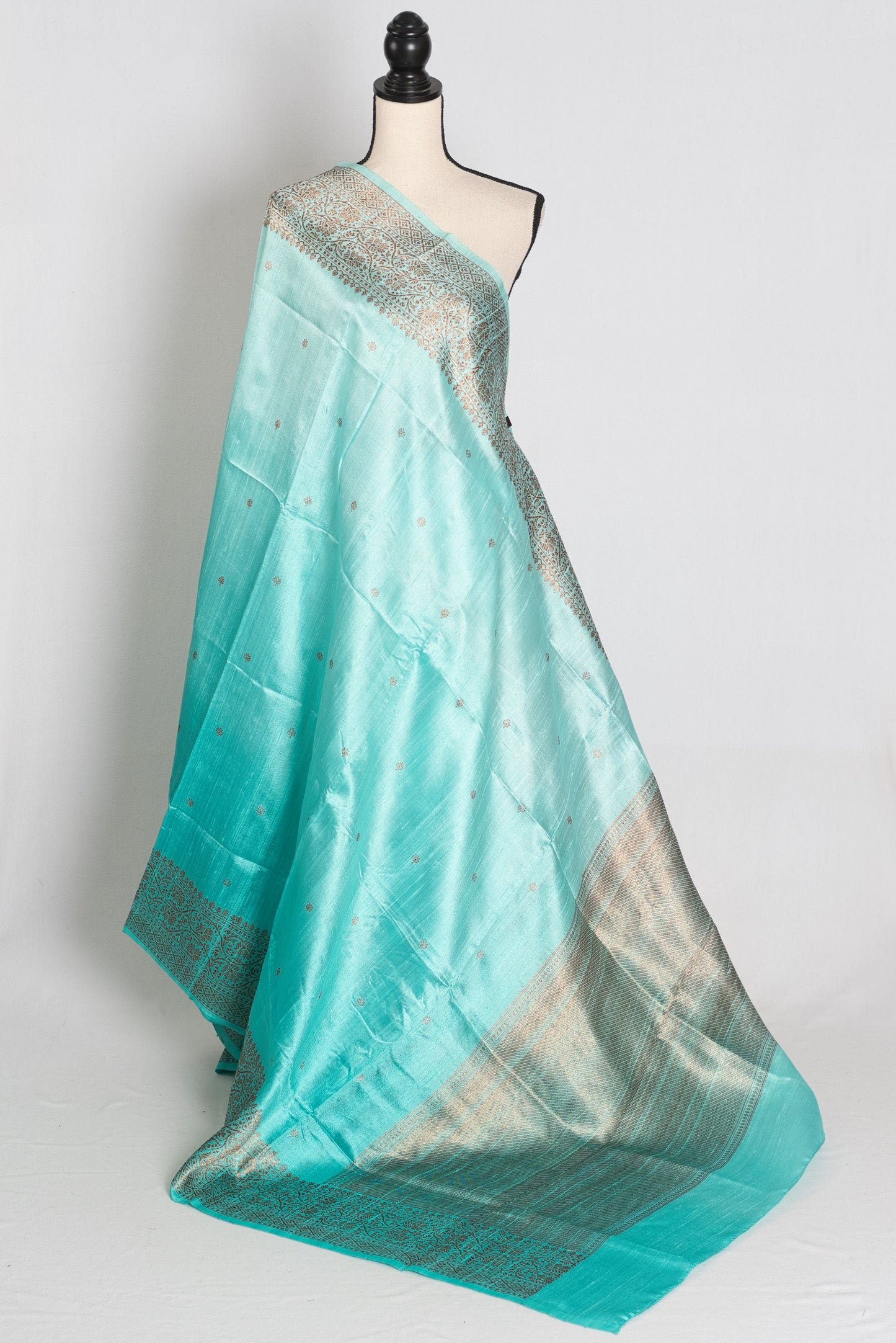 Gemini : Sky Blue Ombre Pure Raw Silk Handwoven Banarasi Saree image 1