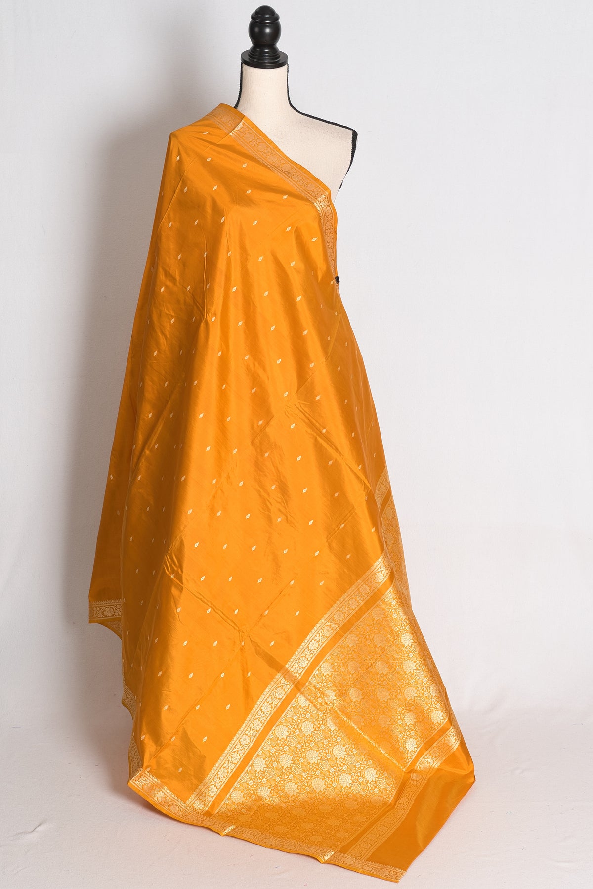 Hema: Yellow and Gold Lightweight Katan Silk Banarasi Saree image 1