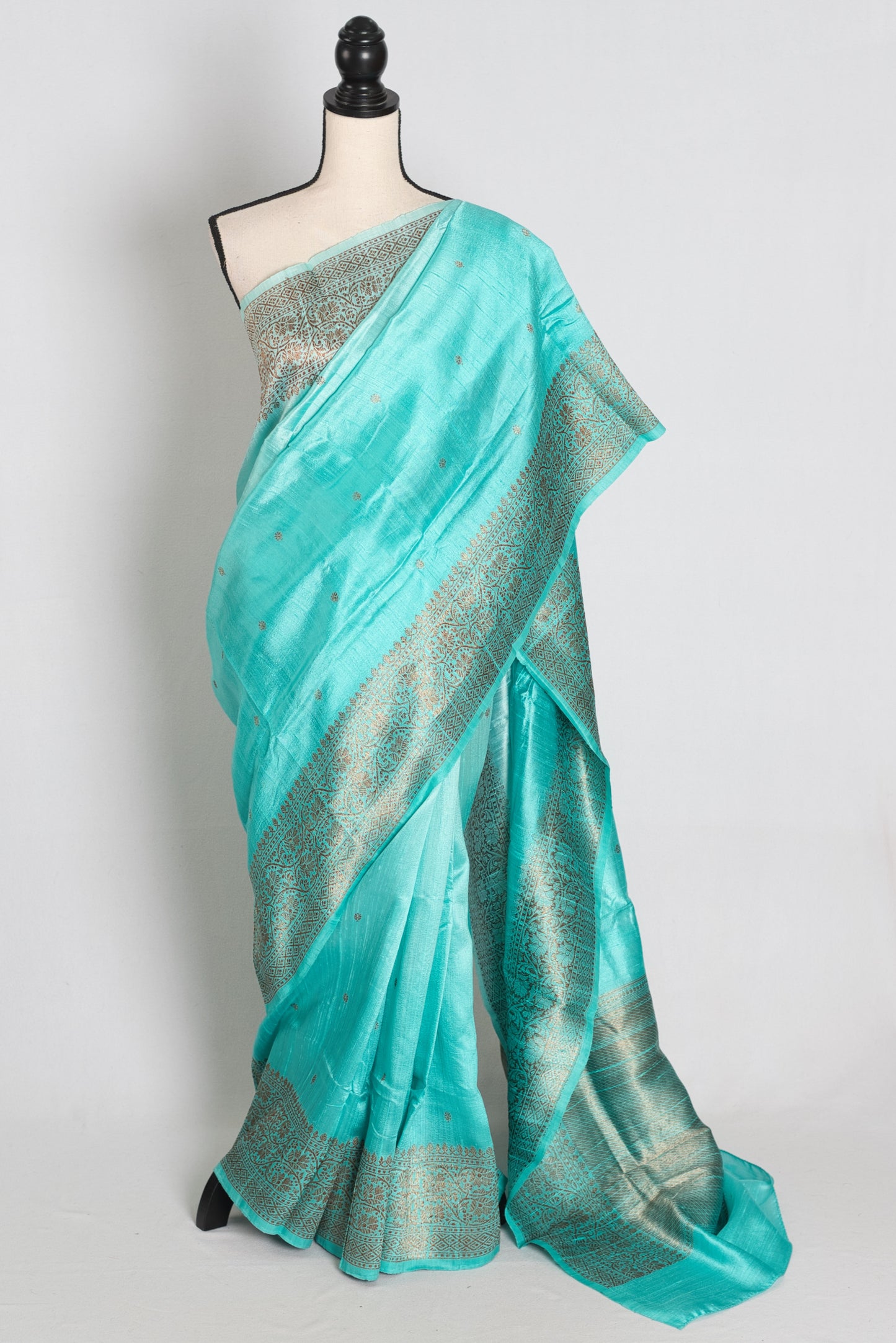 Gemini : Sky Blue Ombre Pure Raw Silk Handwoven Banarasi Saree image 0
