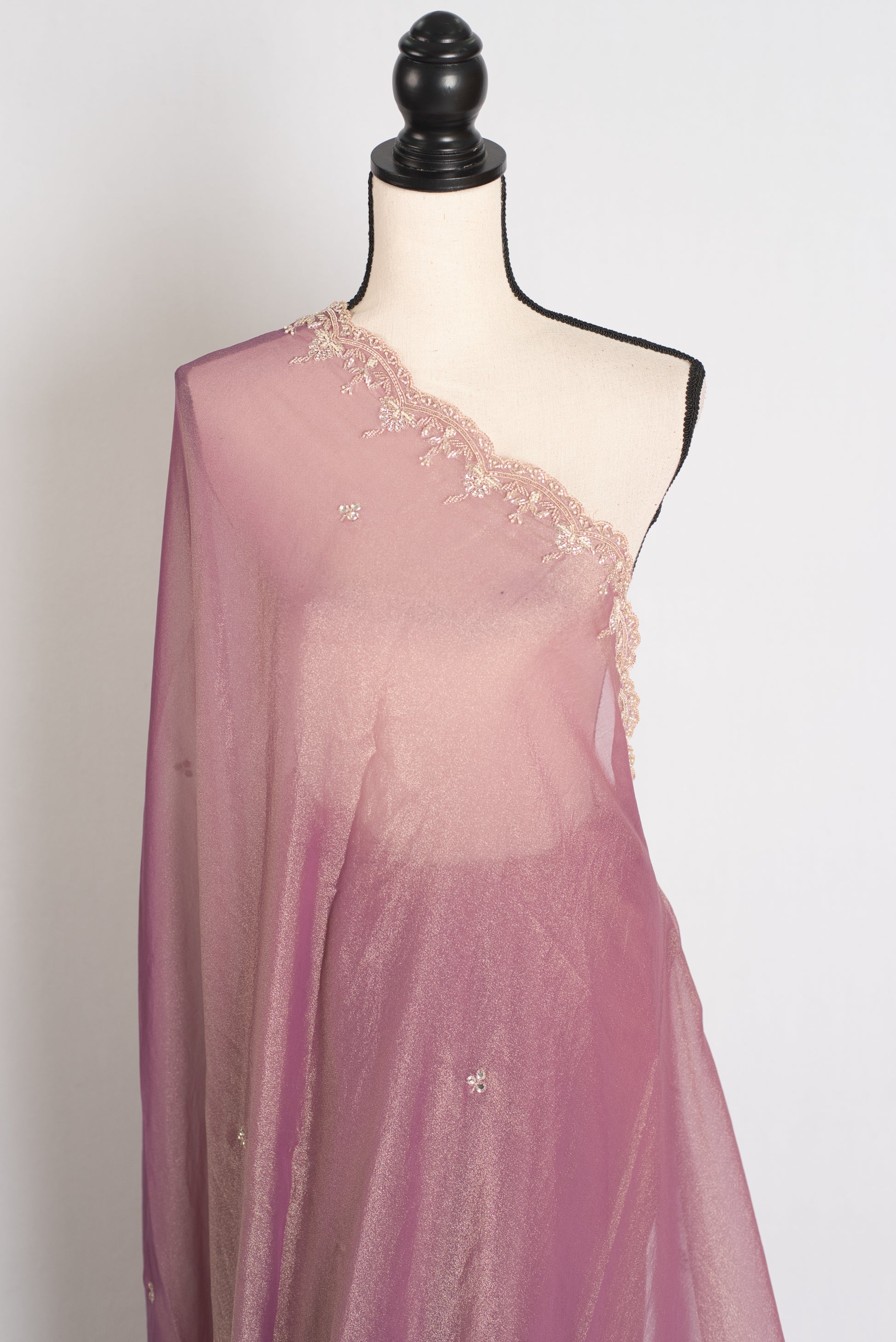 Fariha : Hand Embroidery Soft Tissue Party Wear Saree in Onion Pink image 4