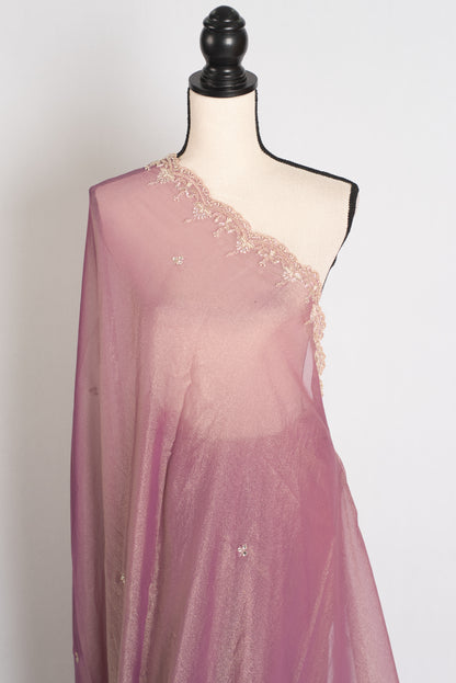 Fariha : Hand Embroidery Soft Tissue Party Wear Saree in Onion Pink image 4