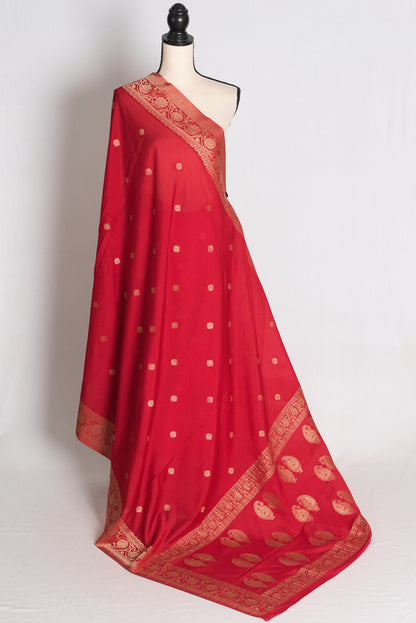 Rikta: Red and Gold Lightweight Semi Georgette Banarasi Saree image 1