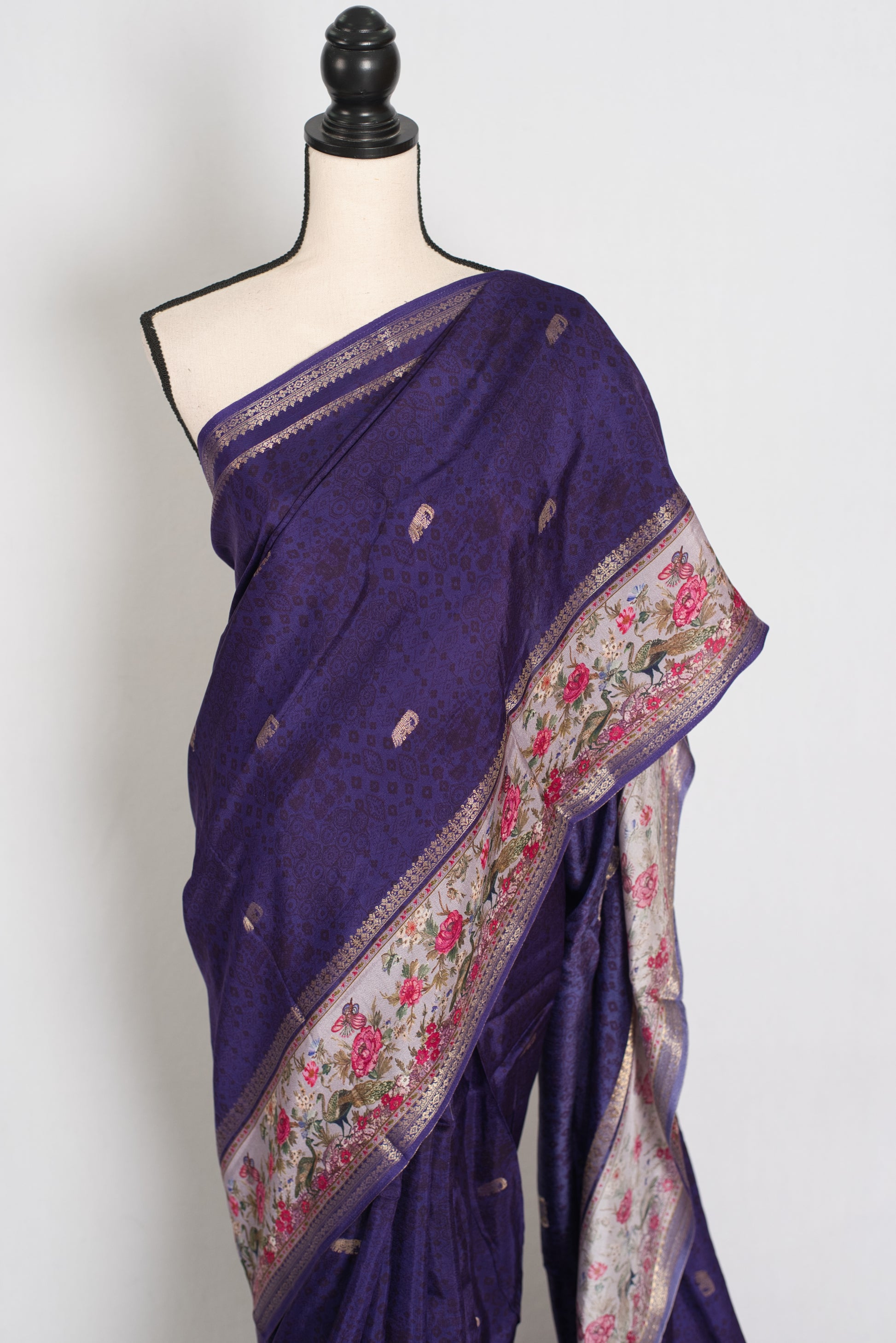 Fiza | Deep Purple Dola Silk Banarasi Saree | Lightweight Luxury image 7