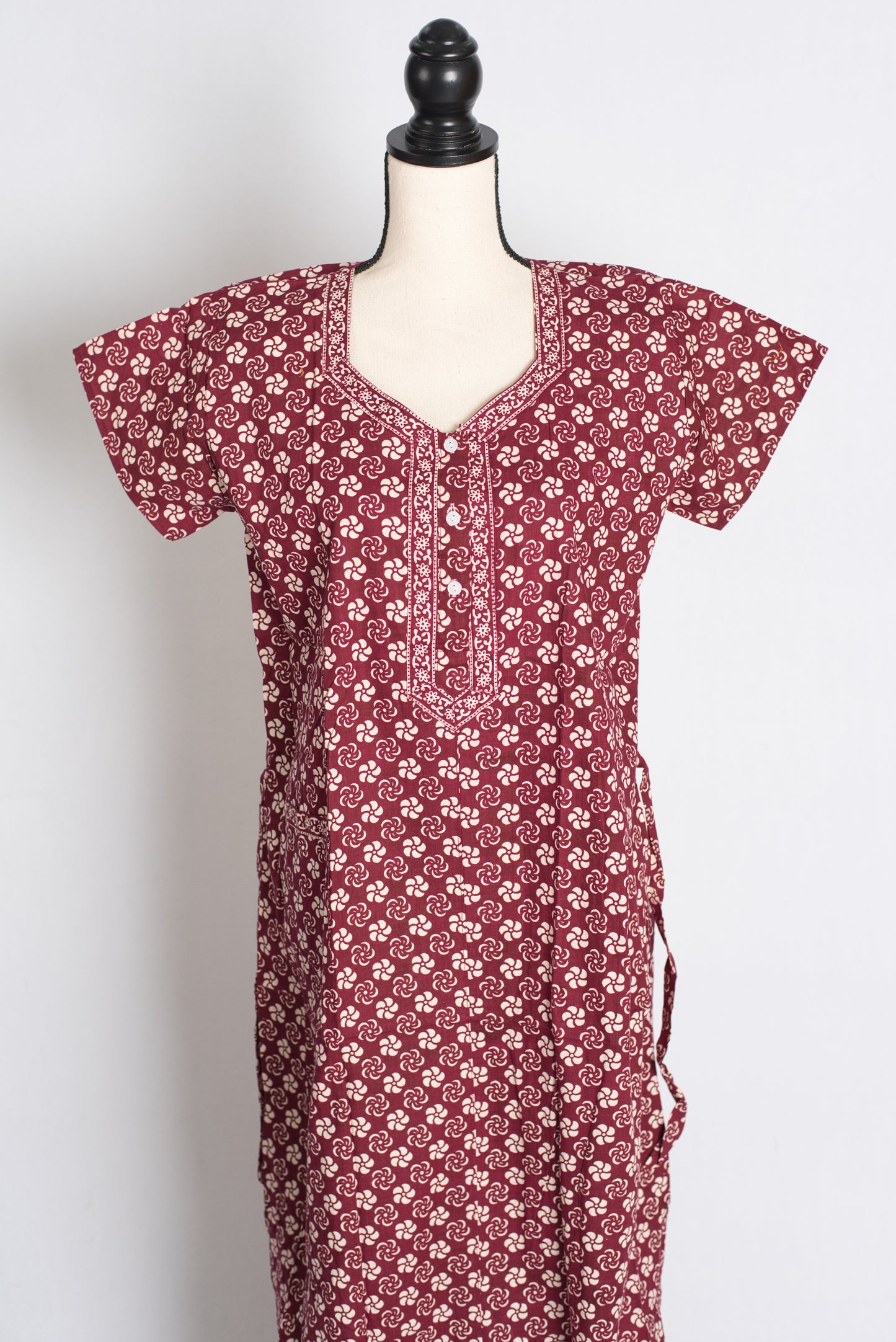 Printed Maroon Pure Cotton Nightwear in Regular Size image 0