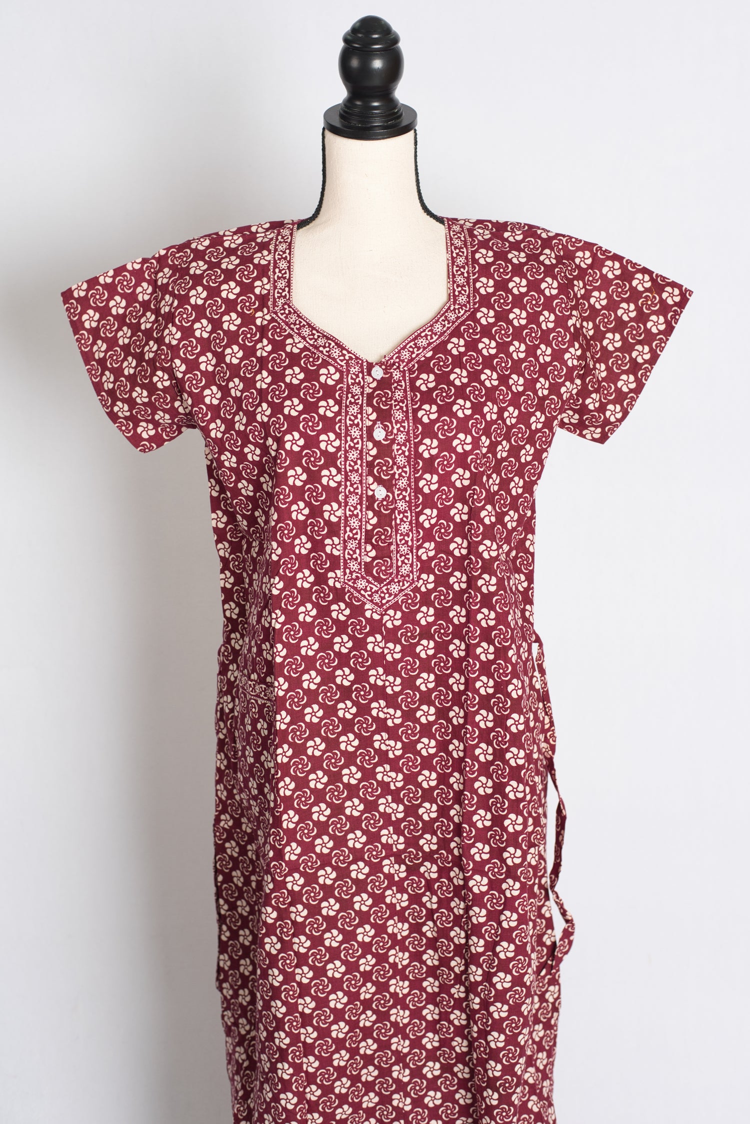 Printed Maroon Pure Cotton Nightwear in Regular Size image 0