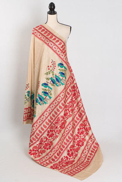 Stuti | Exclusive Bird Motif Hand-Embroidered Gachi Tussar Silk Saree image 4