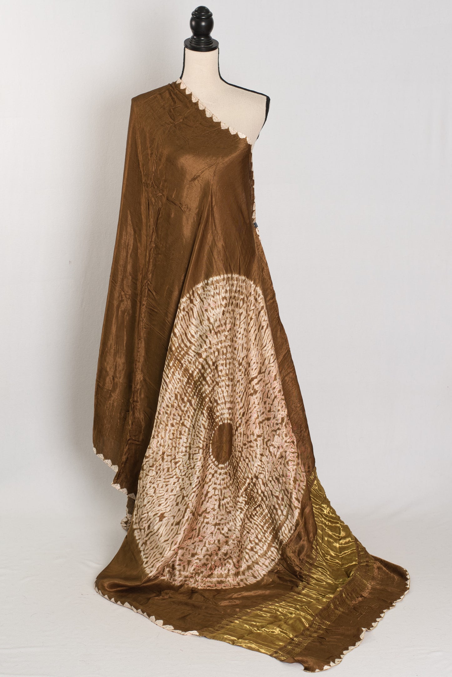 Banu: Brown Hand Shibori Modal Silk Designer Saree | Bollywood Style image 1