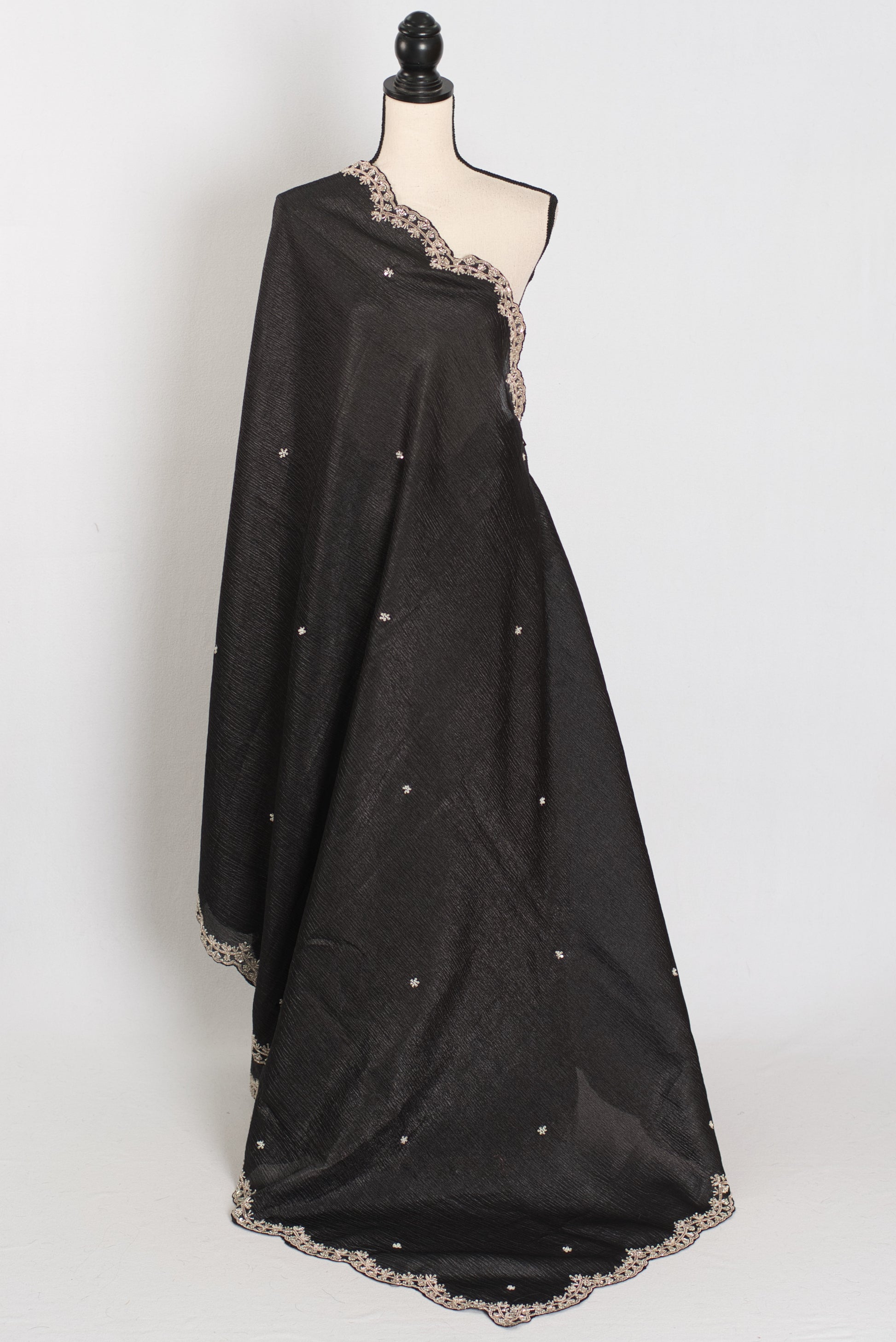 Sunayna | Black Crush Tissue Designer Partywear Saree - Bollywood Fashion image 1