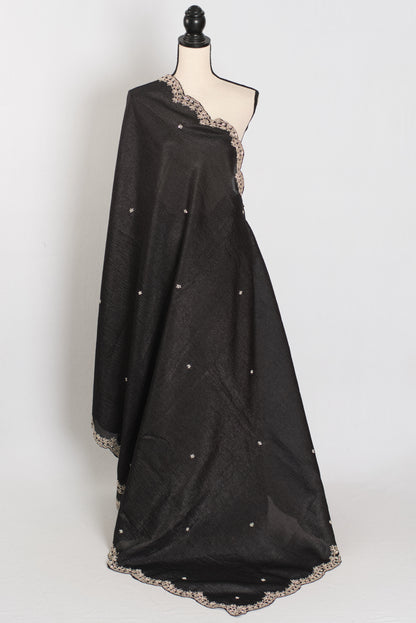 Sunayna | Black Crush Tissue Designer Partywear Saree - Bollywood Fashion image 1