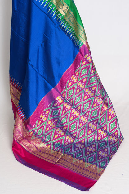 Stuti : Royal Blue Handwoven Pochampally Silk Saree image 3