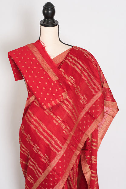 Naheed: Red Semi Georgette Banarasi Saree | Lightweight Bollywood Style image 2
