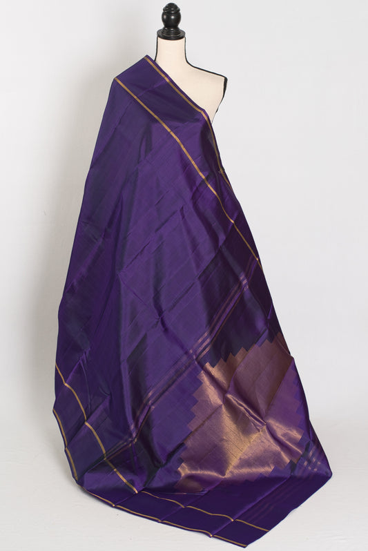 Nithila: Deep Purple & Gold Corporate Kanjivaram Silk Saree image 1