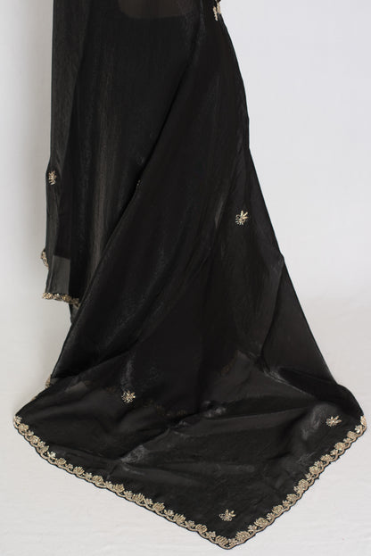 Gauri | Black Designer Partywear Saree with Intricate Embroidery image 3