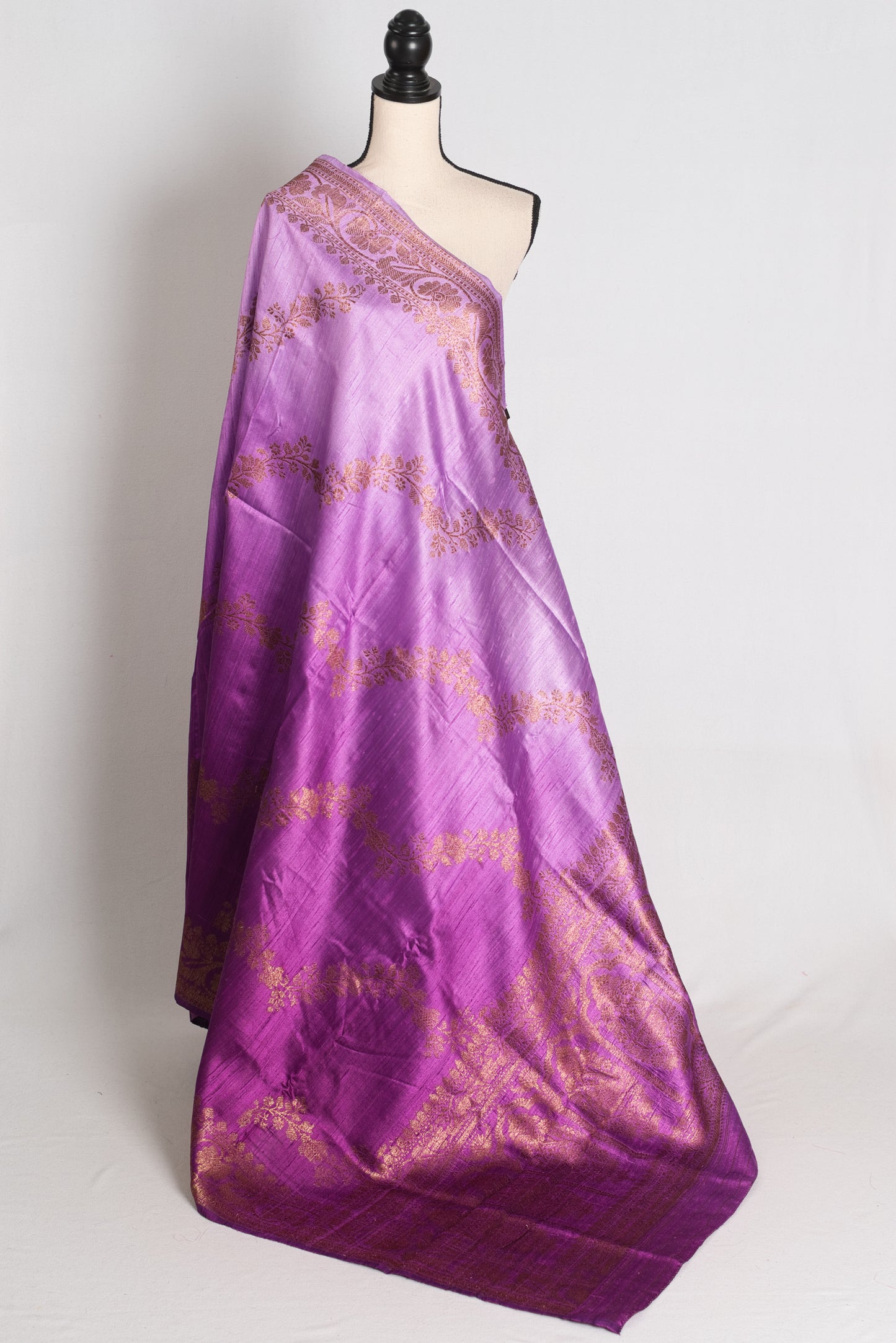 Siya : Mauve and Purple Ombre Raw Silk Handloom Banarasi Saree | Silk Mark image 1