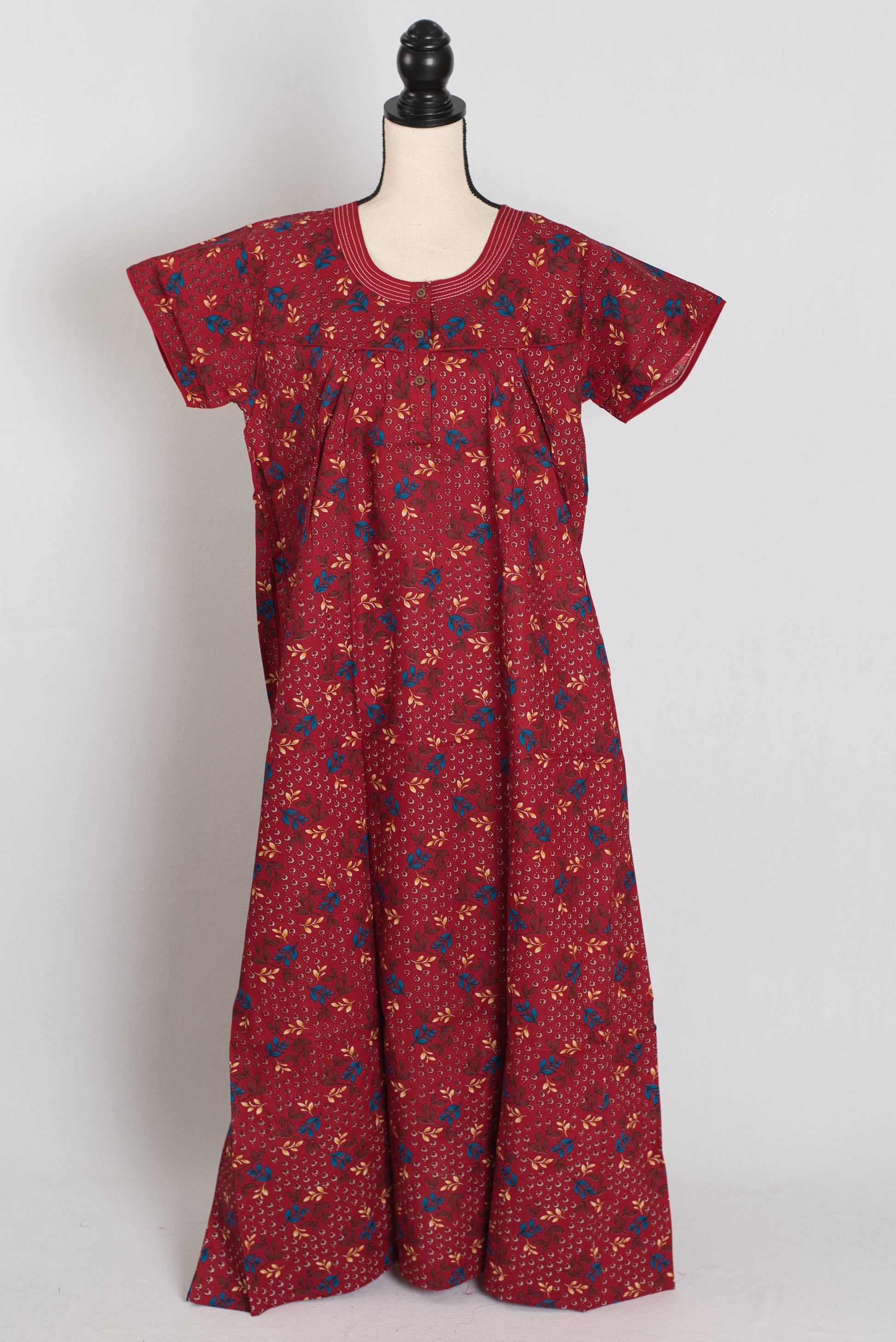 Printed Red Cotton Nighty in Regular Size for Women image 0