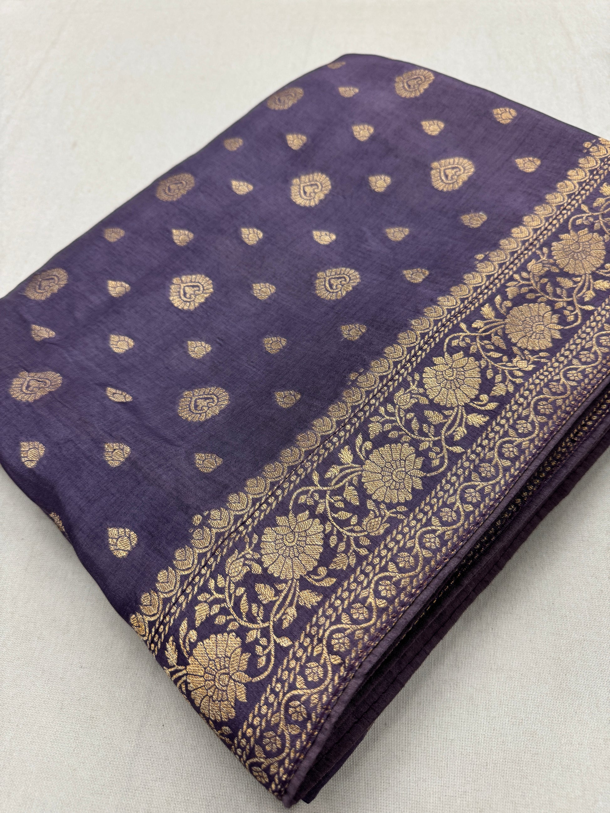 Manjari | Mauve & Gold Dola Silk Banarasi Saree | Soft & Flowy image 0