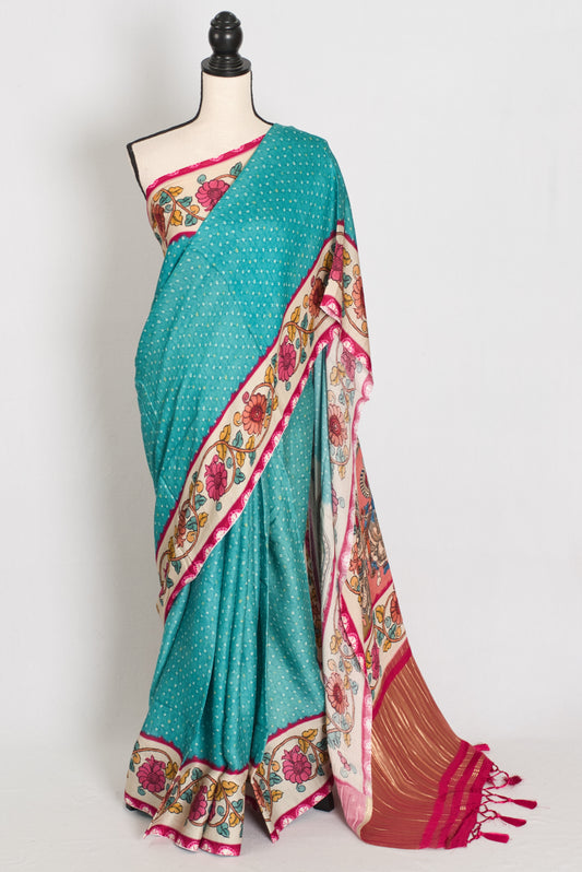 Srija | Turquoise Blue Soft Modal Silk Saree | Contemporary Designer Drape image 0