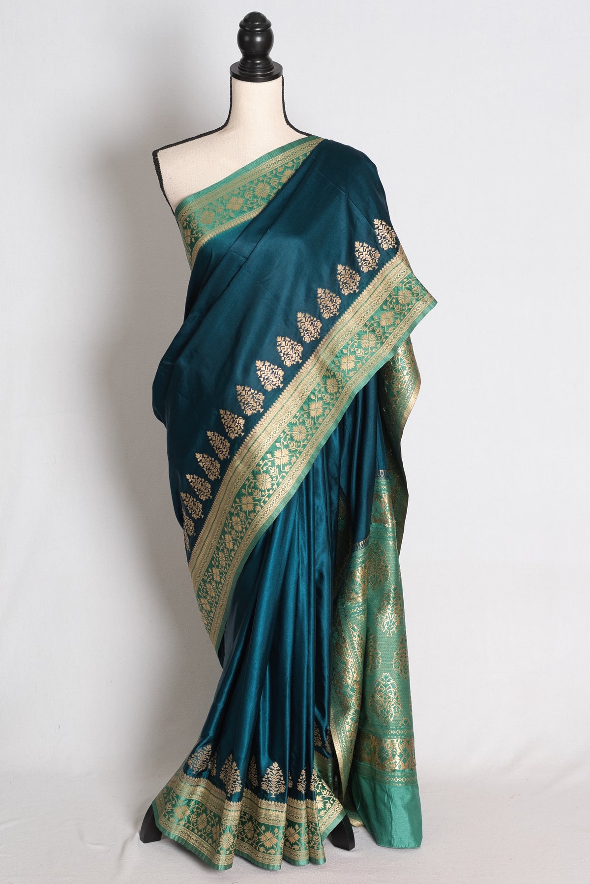 Aarna: Blue Semi Mashru Valkalam Banarasi Silk Saree with 40 Size Blouse image 0