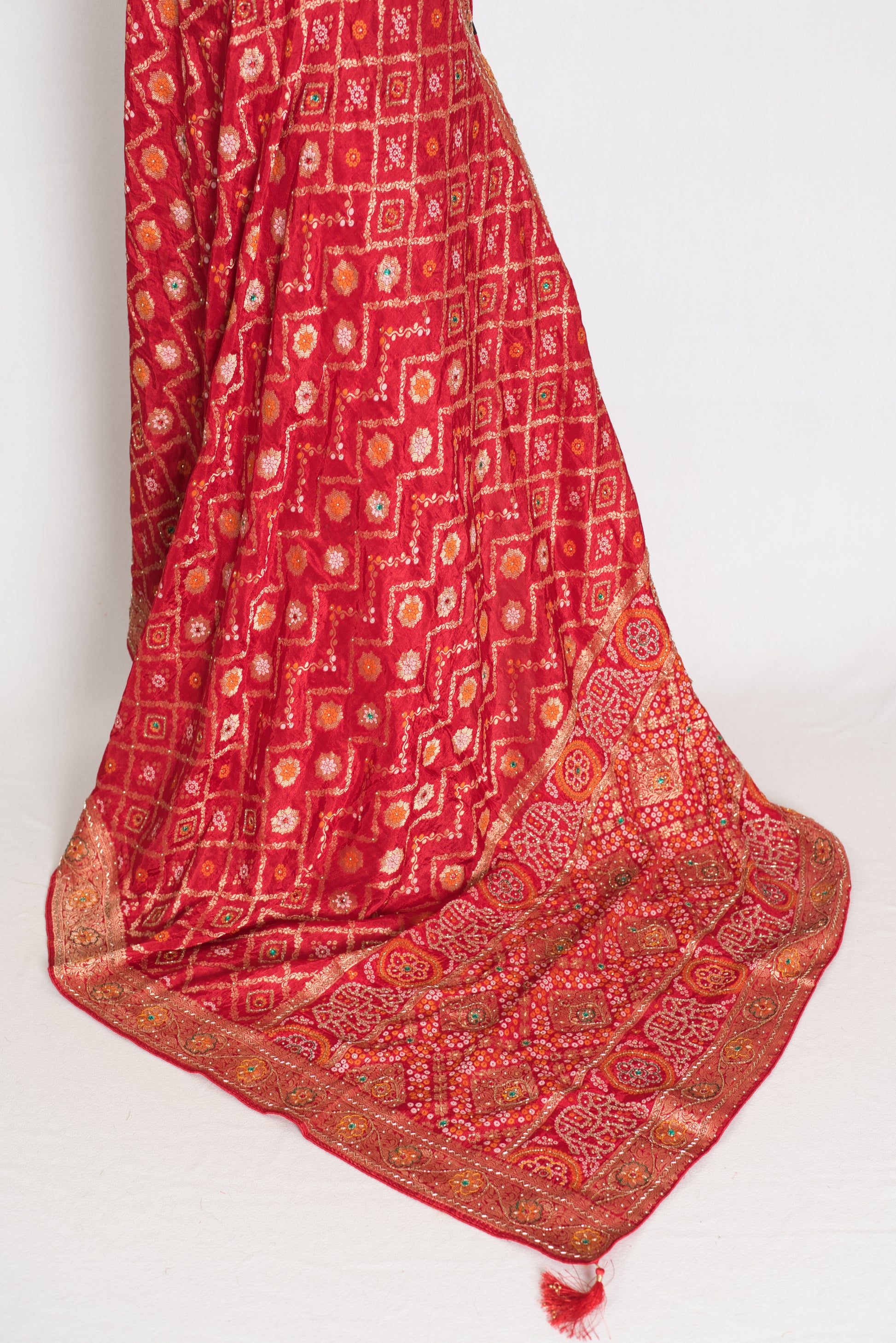 Rukhmini | Red Dola Silk Bridal Banarasi Saree | Hand Embroidery Work image 3