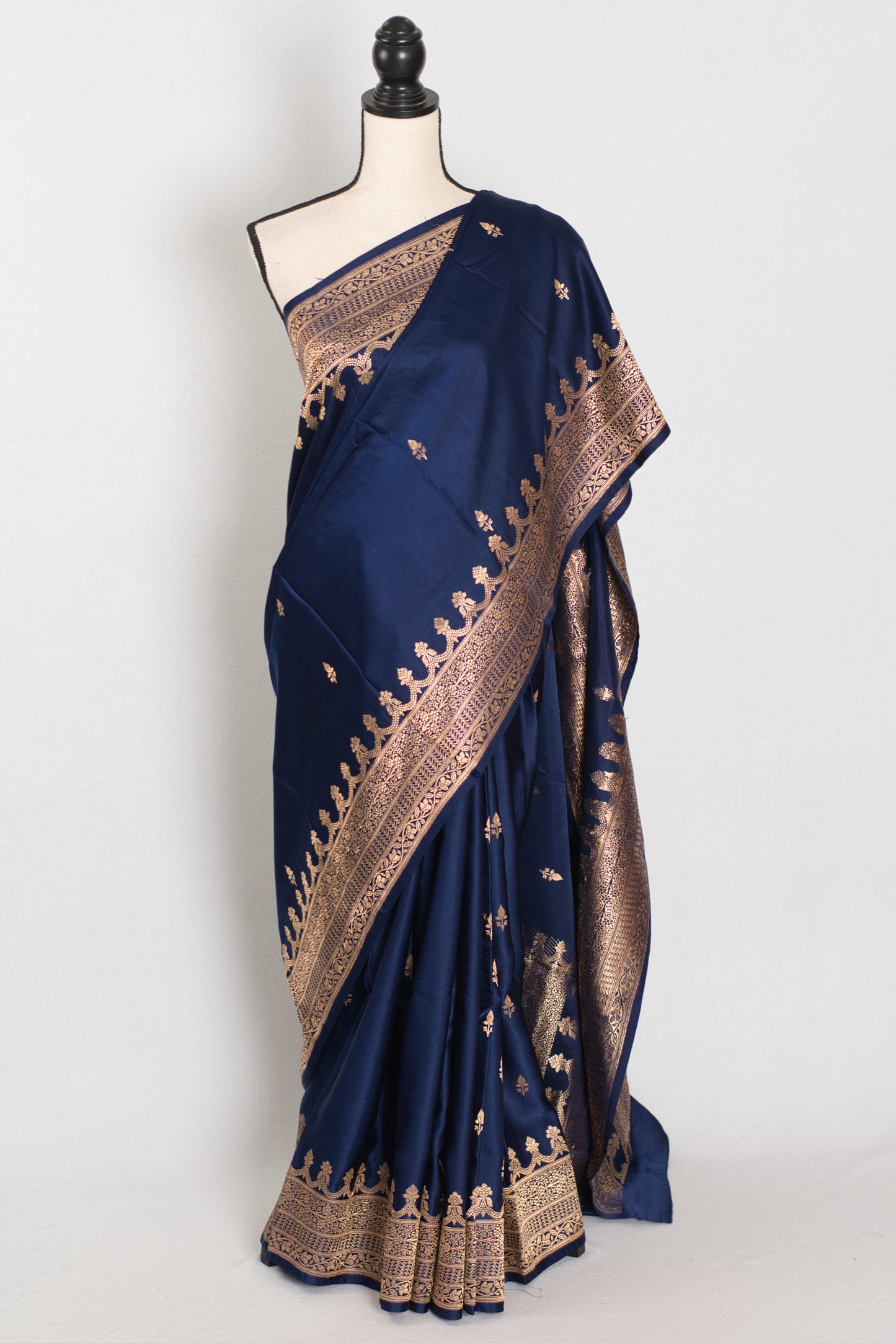 Ayesha | Midnight Blue Premium Mashru Banarasi Silk Saree image 0