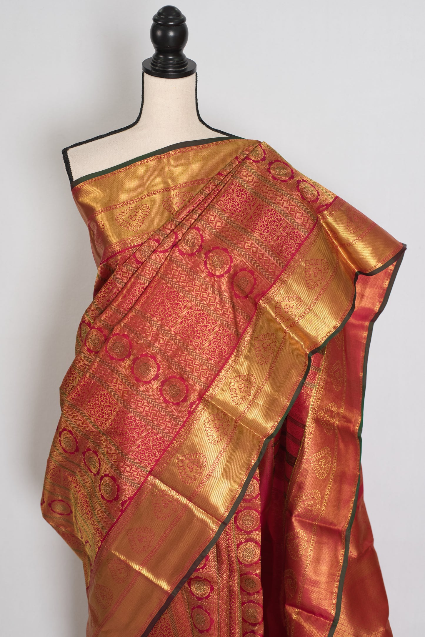 Kalyani : Dark Pink & Gold Bridal Kanjivaram Brocade Saree (Silk Mark Certified) image 6