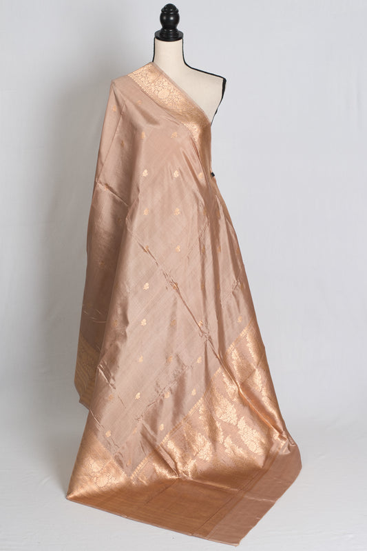 Kanakavalli : Silk Mark Certified English Brown Satin Silk Banarasi Saree image 1
