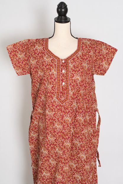 Pure Cotton Kalamkari Print Indian Long Nightgown image 0