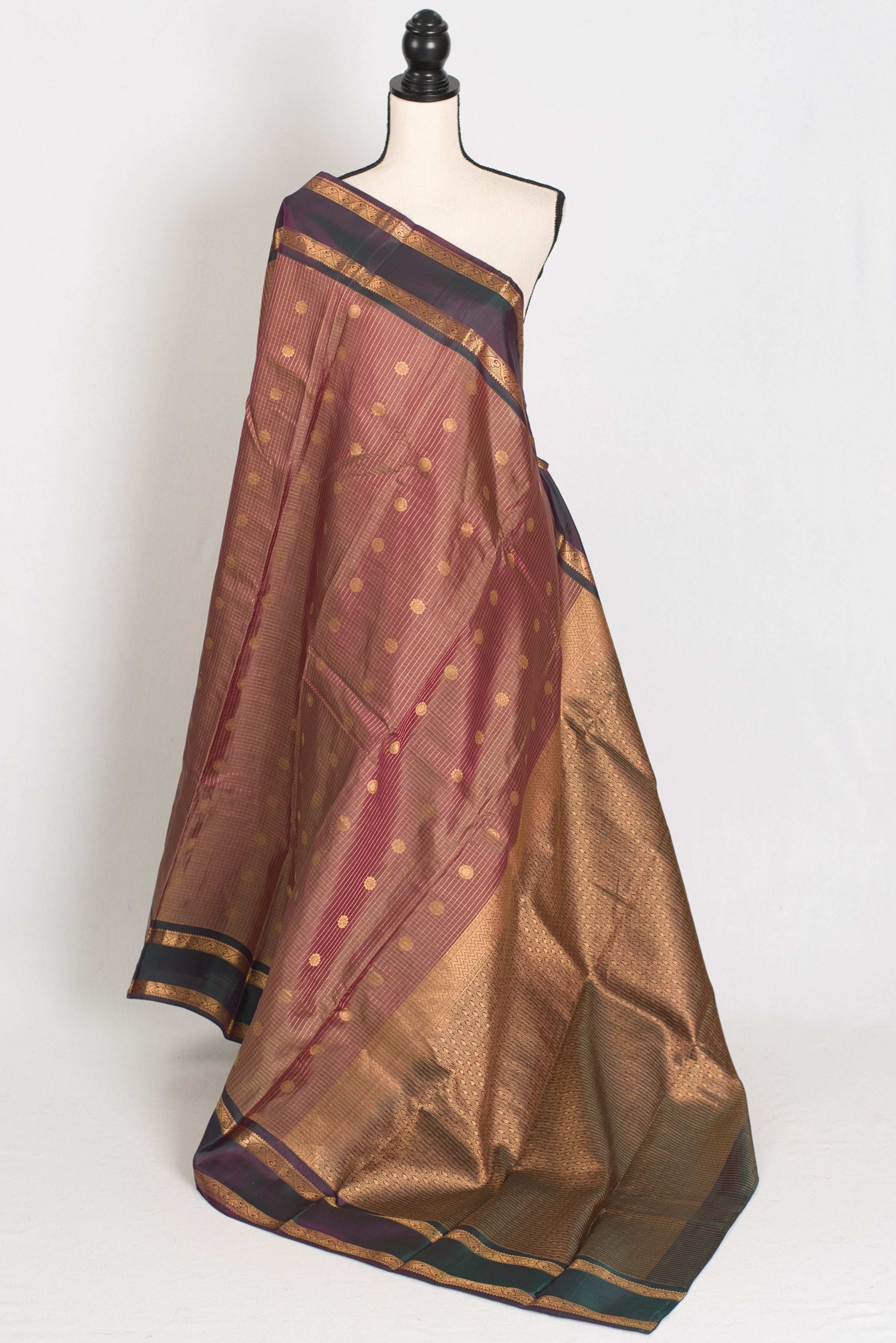 Thailaja : Kattam Pattu English Brown Kanjivaram Silk Saree image 1