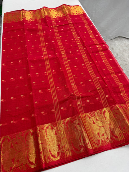 Crimson Red and Gold Tant saree — blouse piece