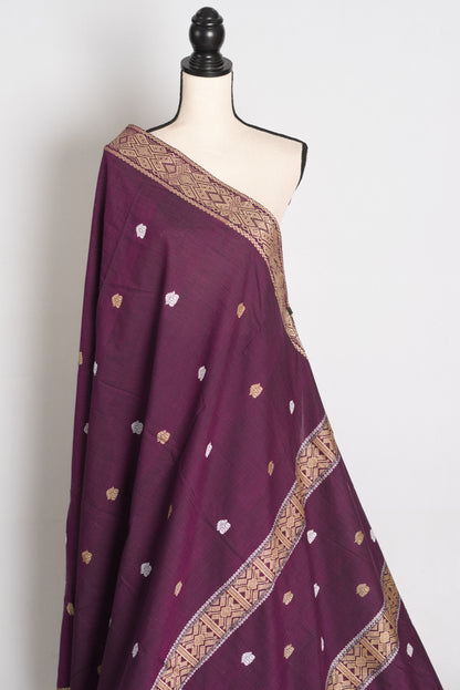 Diya : Deep Purple Pure Cotton Assamese Handloom Saree image 3