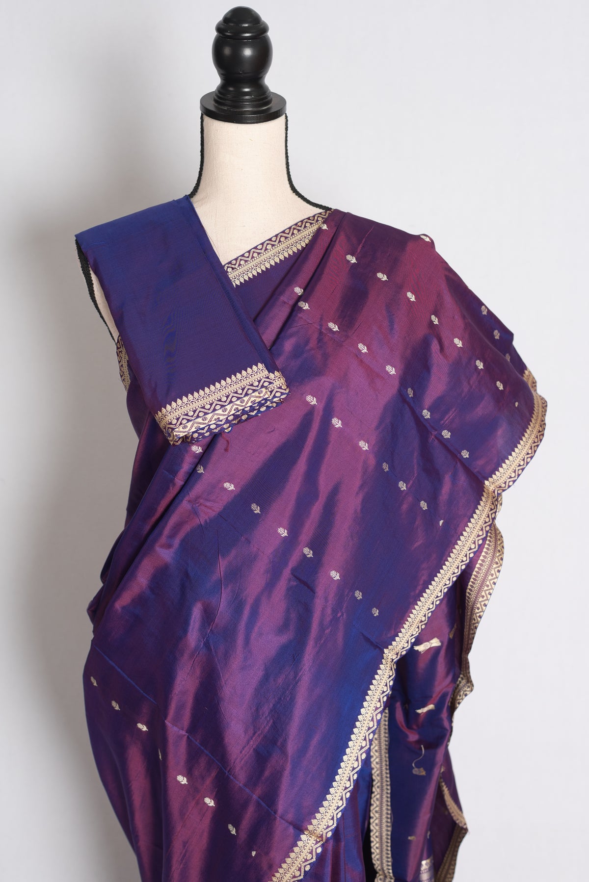 Gracy: Purple and Silver Katan Banarasi Silk Saree image 2