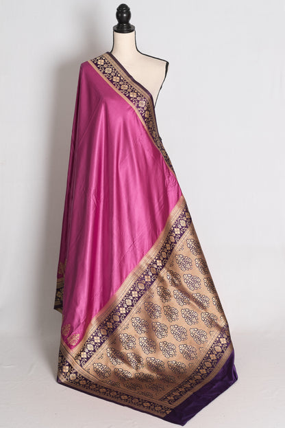 Piyali: Purple Semi Mashru Banarasi Valkalam Saree with 38 Size Stitched Blouse image 3