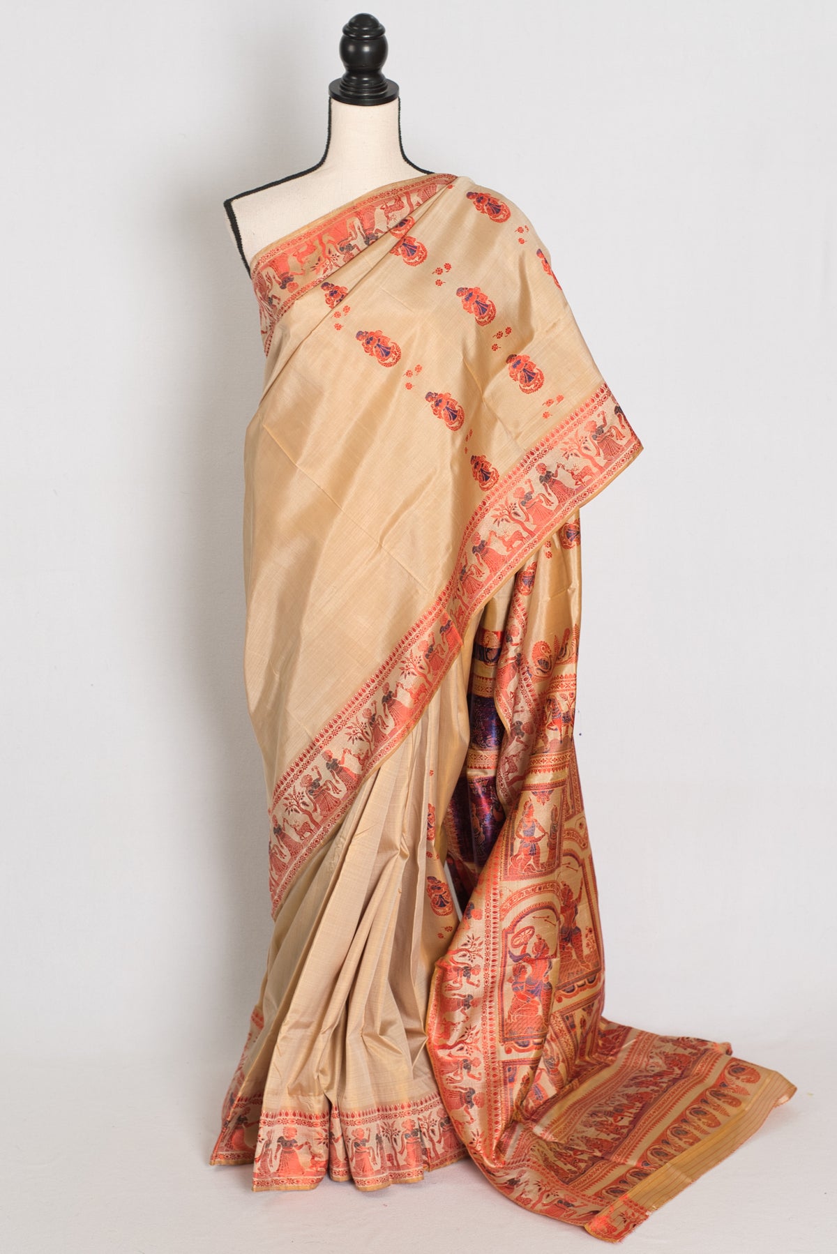 Beige Baluchari saree — view