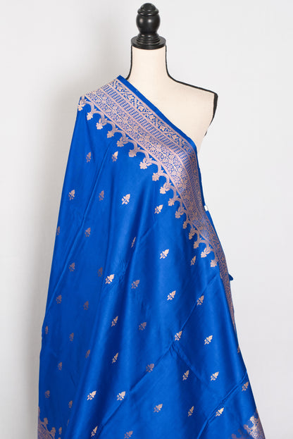 Suhani | Royal Blue Premium Mashru Banarasi Silk Saree | Traditional Gold Zari image 4