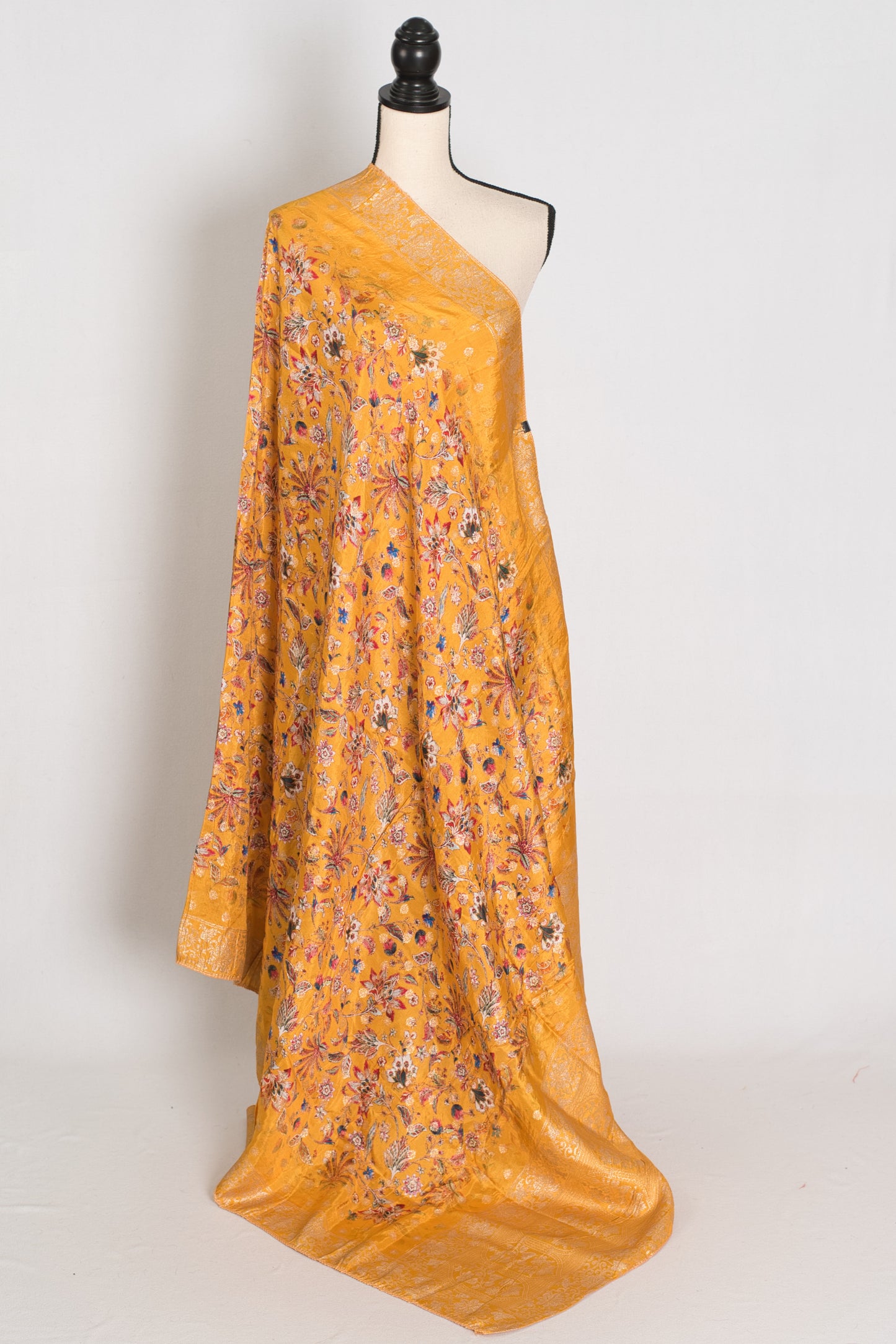 Bani : Yellow Dola Silk Printed Banarasi Dupatta image 1