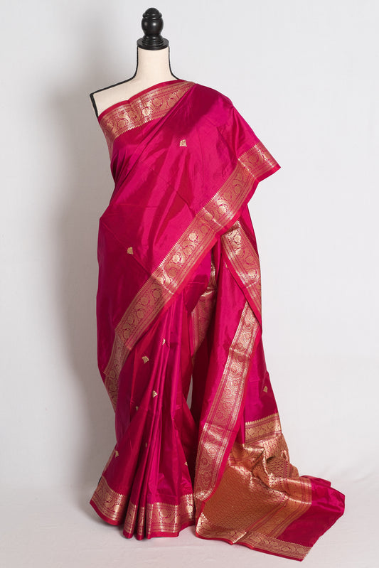 Mithu: Purple and Gold Katan Silk Banarasi Saree with Blouse Piece image 0
