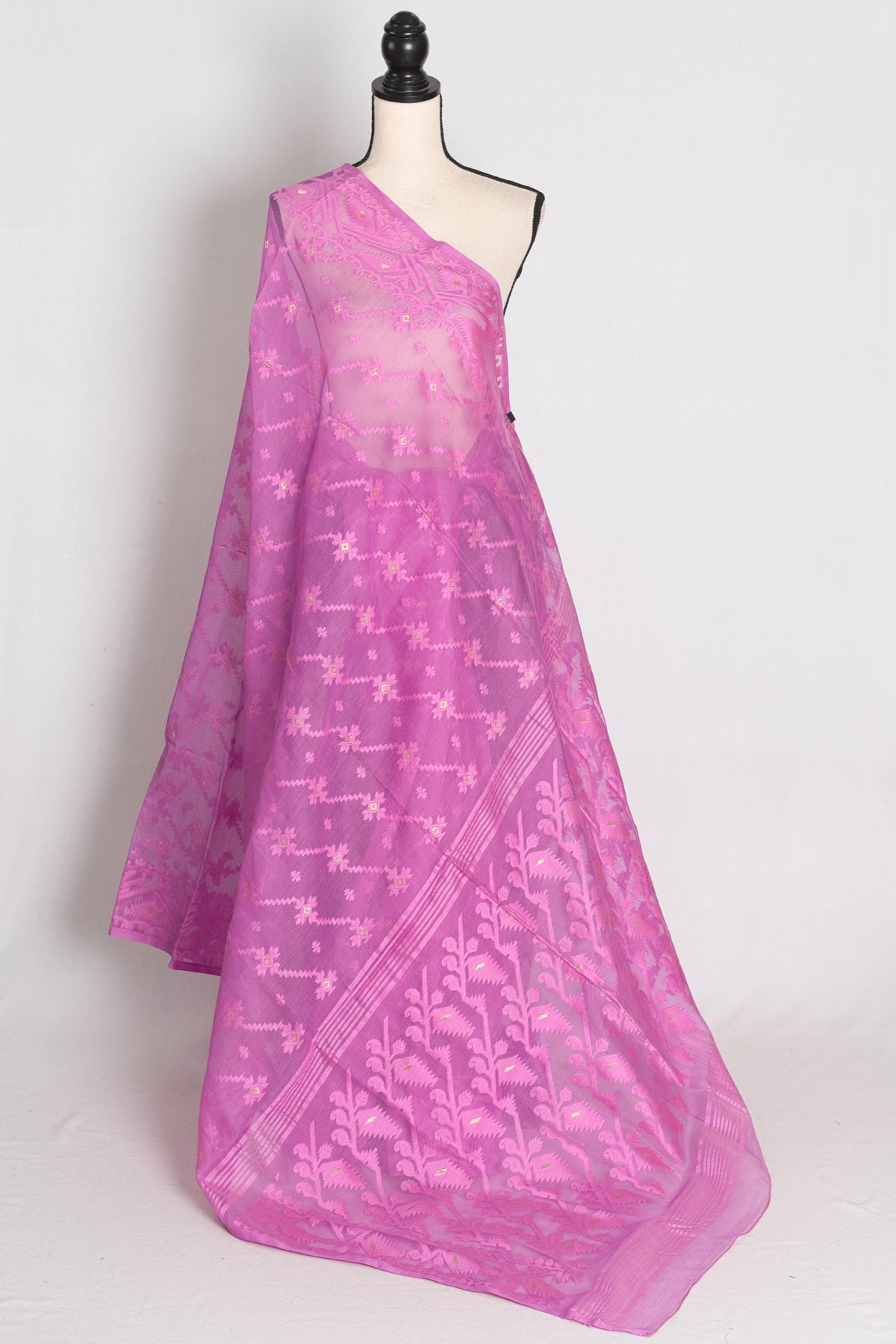 Sree : Lilac Soft Blended Cotton Jamdani Saree from Bengal image 1